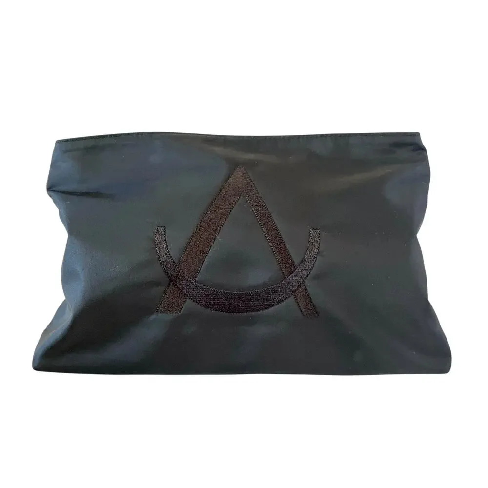 Vintage Desmo Black Nylon Embroidered Logo Clutch Evening Bag Zip Pouch Handbag